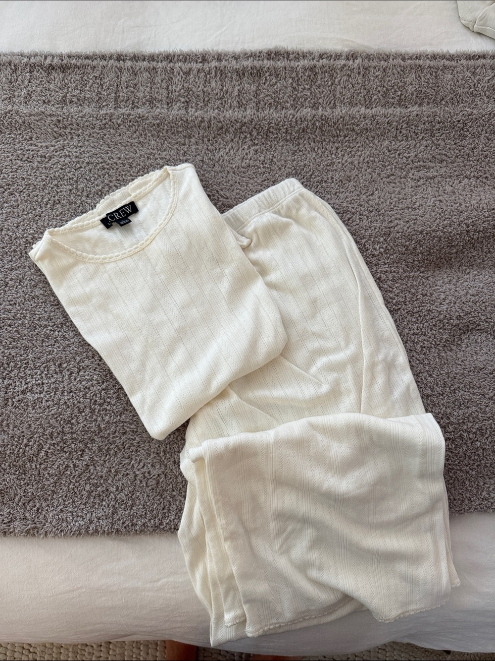 J. Crew Ivory Ribbed Knit Lounge Set